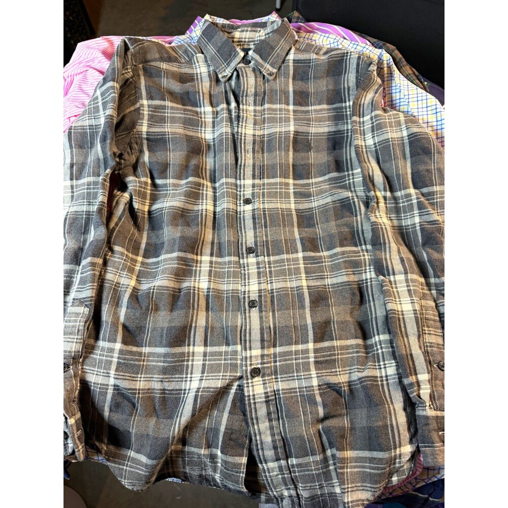 Ralph Lauren Men's S Gray Plaid Flannel Long Sleeve Button-Down Shirt